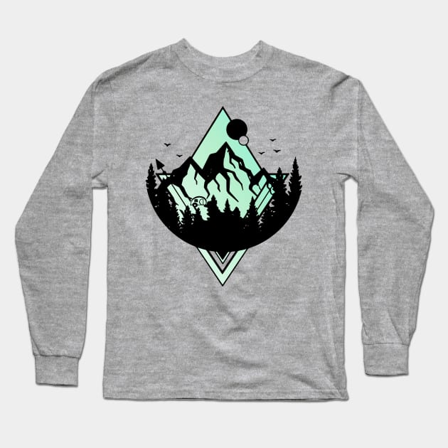 nomad earth shirt green Long Sleeve T-Shirt by nomadearthdesign